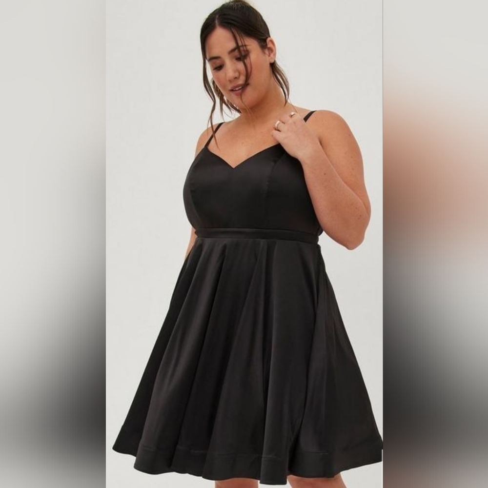 Torrid Mini Satin Skater Dress - Picture 6 of 7